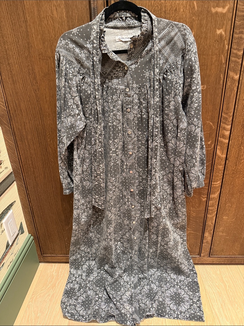Everly Grey Floral Button-Front Maxi Dress in Gray